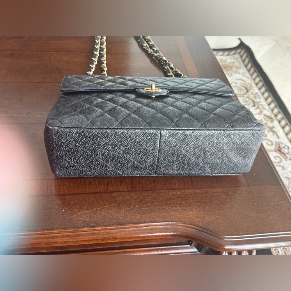 Chanel Black Caviar Vintage Jumbo Single Flap -24k gold hardware - Picture 17 of 17